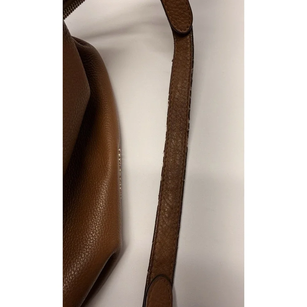 Michael Kors Lupita Large Hobo Bag Cognac Brown Pebbled Leather Crossbody
